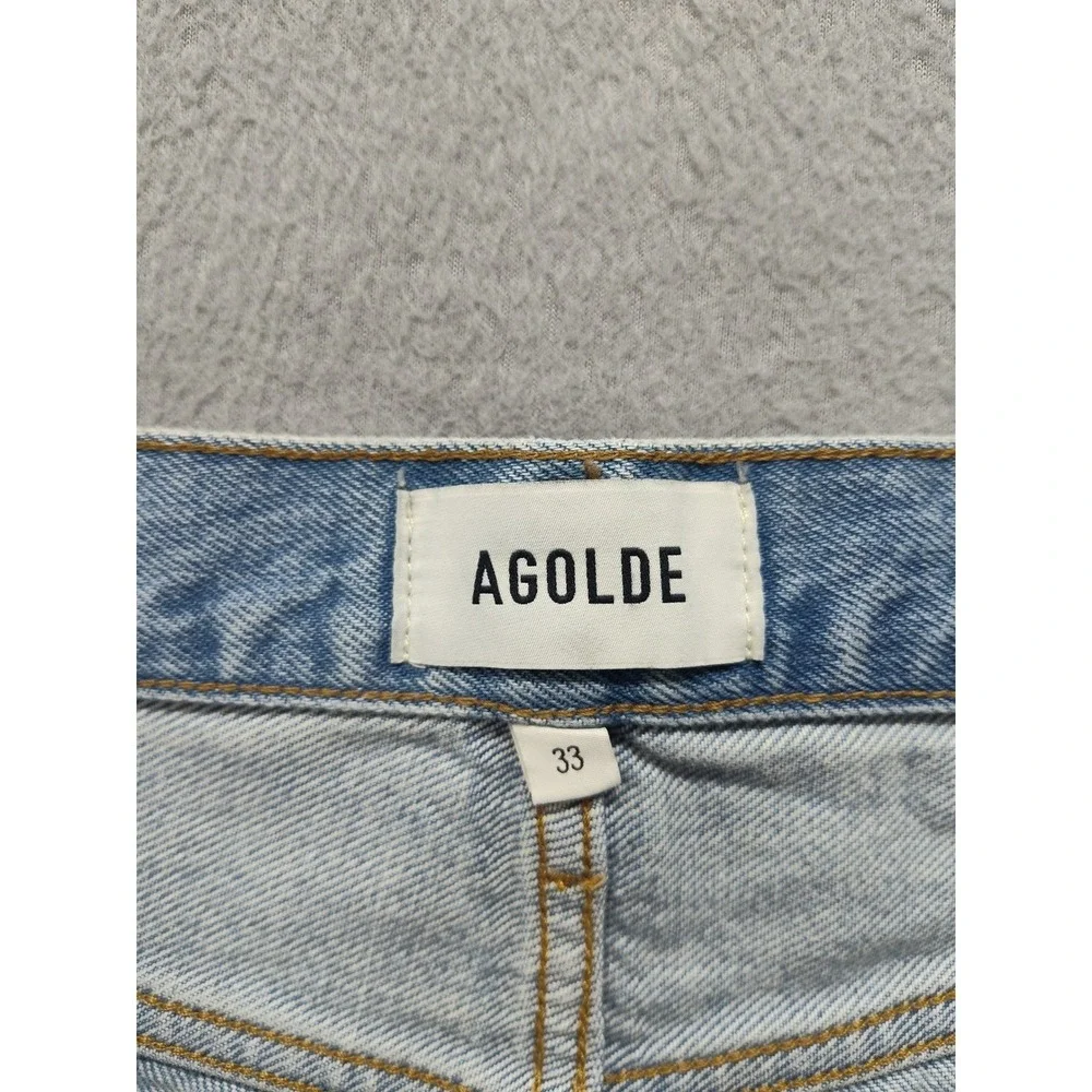 AGOLDE Parker Distressed Denim Shorts Light Wash Blue Size 33 Raw Hem